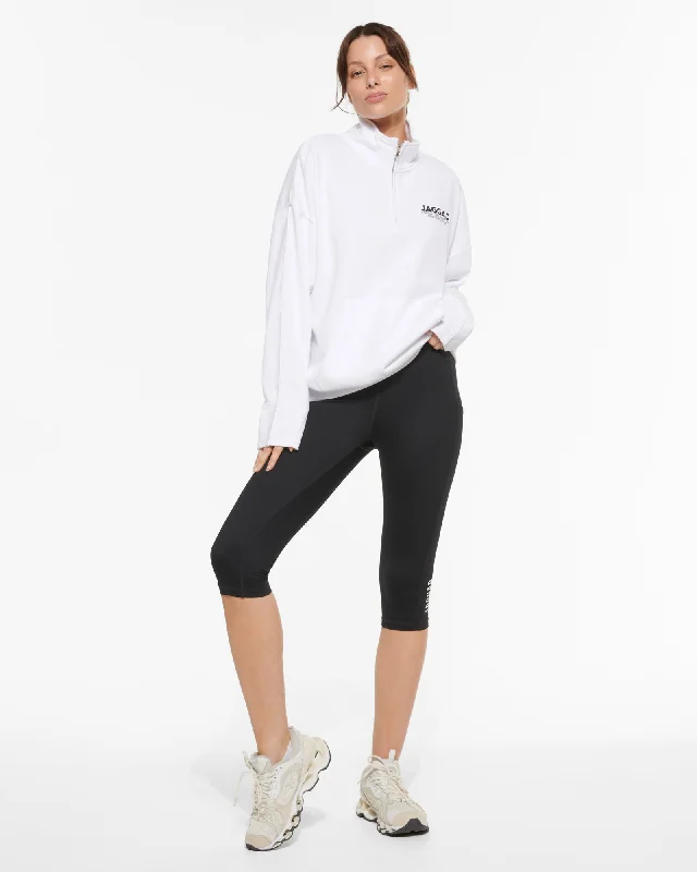KETANI HALF-ZIP SWEATER WHITE Zip-up sweaters