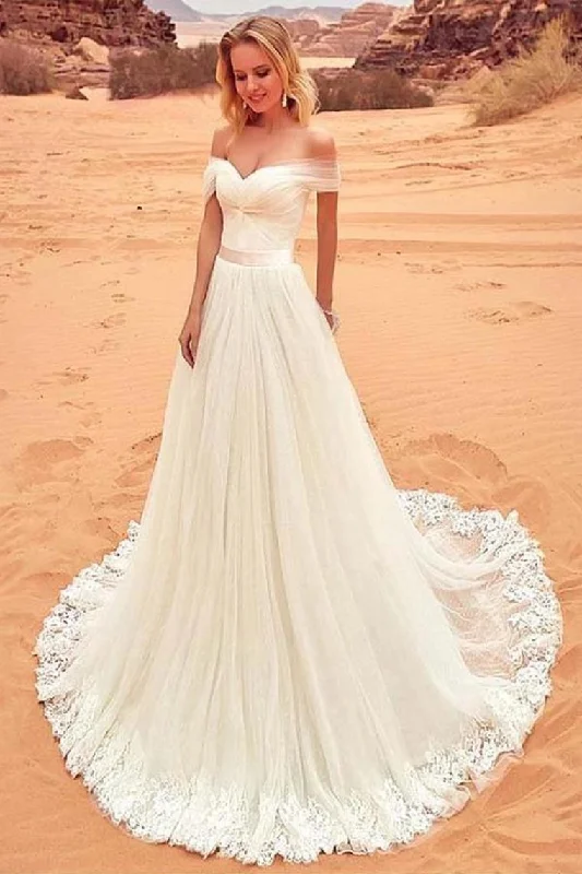 Charming Off The Shoulder Tulle Long Beach Wedding Dress With STIPYAQGZNX Vintage Style Dress Charming Off The Shoulder Tulle Long Beach Wedding Dress With STIPYAQGZNX Vintage Style Dress