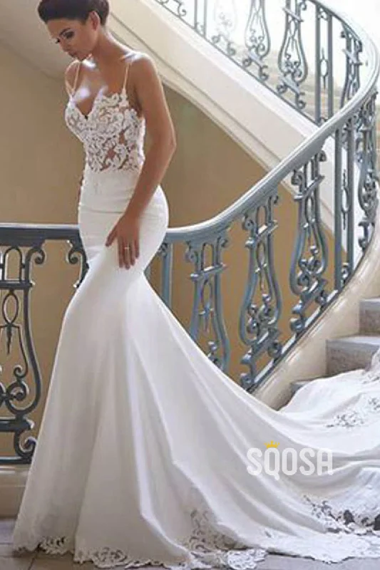 Spaghetti Straps Exquisite Lace Wedding Dress Mermaid Gown QW2519 Vintage Lace Dress Spaghetti Straps Exquisite Lace Wedding Dress Mermaid Gown QW2519 Vintage Lace Dress