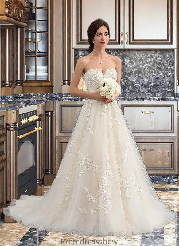 Kenley Ball-Gown/Princess Sweetheart Court Train Tulle Wedding Dress With Ruffle Beading STKP0013766 Soft Wedding Gown Kenley Ball-Gown/Princess Sweetheart Court Train Tulle Wedding Dress With Ruffle Beading STKP0013766 Soft Wedding Gown