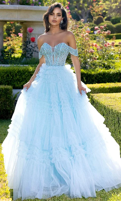 Portia and Scarlett PS25303 - Corset Bodice Beaded Ballgown Chic Lace Dress