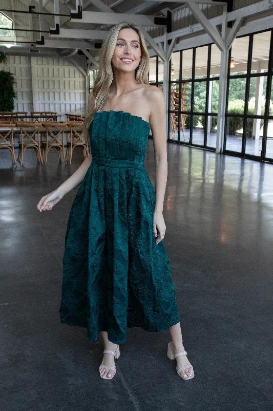 Carla Strapless Embroidered Midi Dress, Hunter Green Shein midi dresses