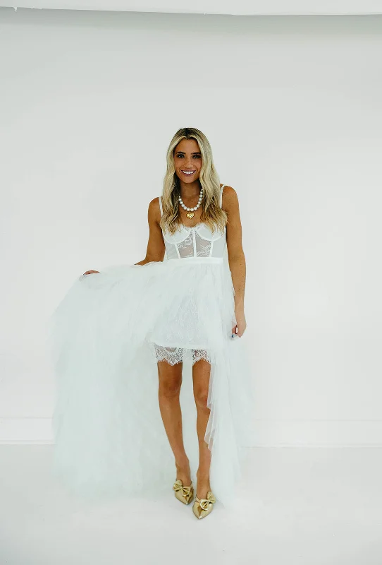 Little Pretty Corset Dress - White Anniversary midi dresses