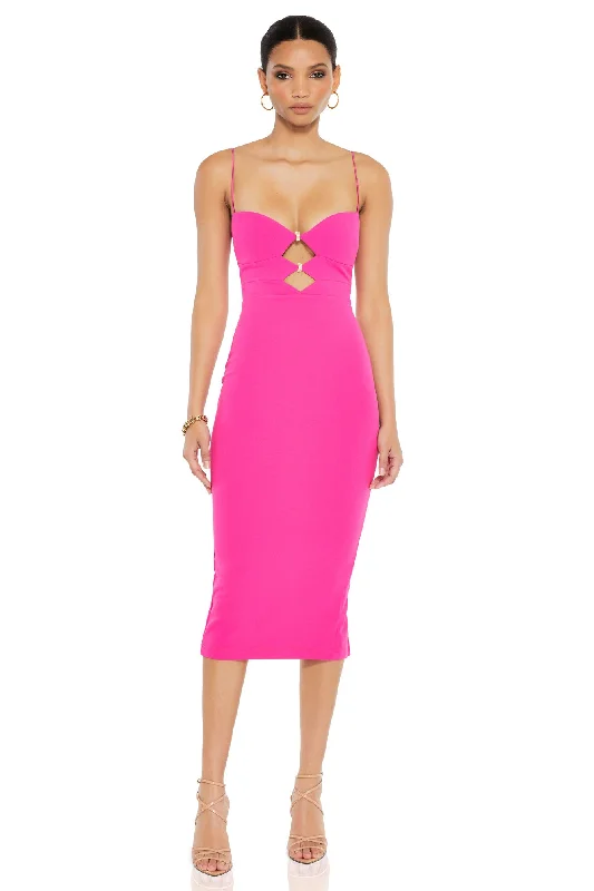 Nookie Muse Midi Dress - Neon Pink Office midi dresses