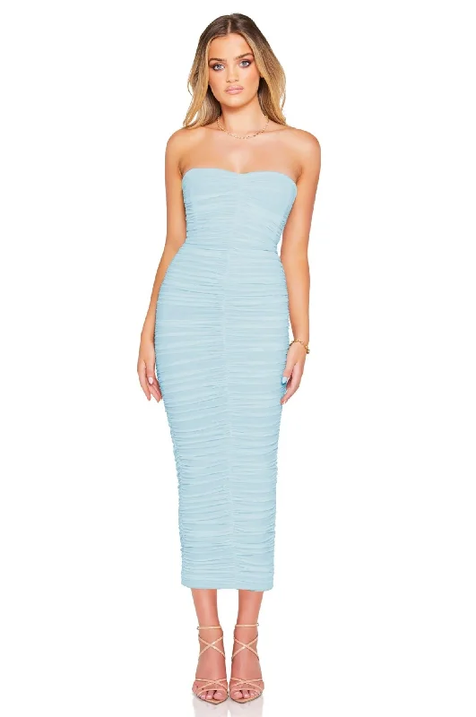 Nookie Zen Midi Dress - Light Blue Stretchy midi dresses