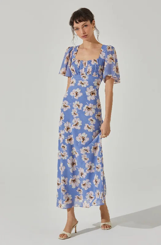 Tie Back Flutter Sleeve Midi Dress Spring midi dresses