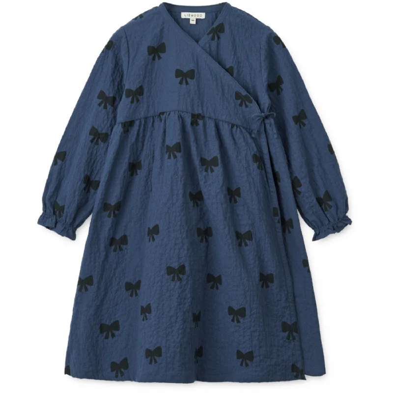 LieWood Bow / Indigo Blue Cleo Printed Dress Shein floral dresses