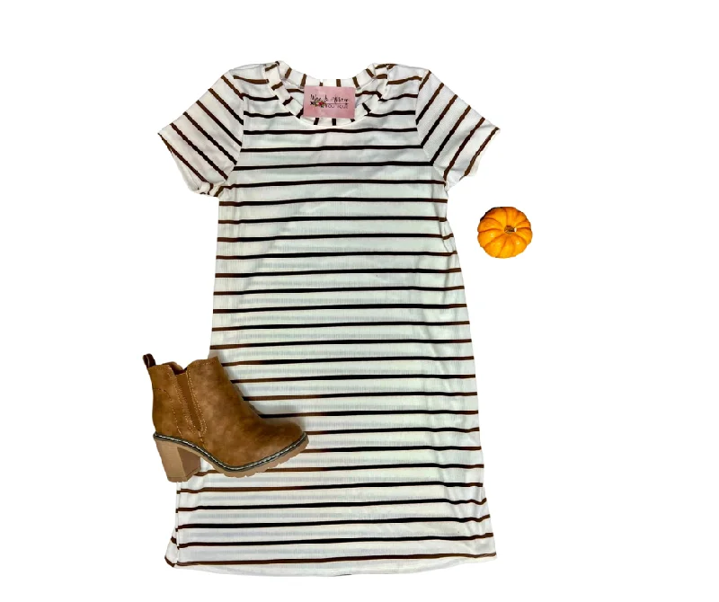 "Believe In Me" Ivory/Brown Striped Dress Petite unclassified dresses