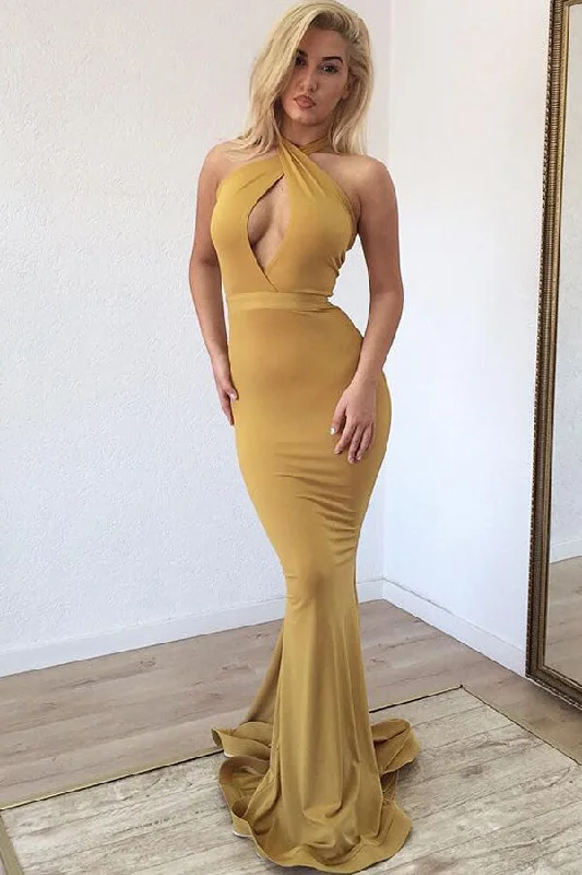 New Arrival Ginger Halter Keyhole Mermaid Long Prom Party Gowns on Sale Sexy Long Skirt New Arrival Ginger Halter Keyhole Mermaid Long Prom Party Gowns on Sale Sexy Long Skirt