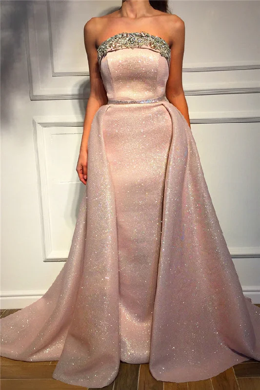 Sparkle Sequins Strapless Pink Prom Party Gowns| Fantastic Sleeveless Beading Long Prom Party Gowns Maxi Skirt Fashion Sparkle Sequins Strapless Pink Prom Party Gowns| Fantastic Sleeveless Beading Long Prom Party Gowns Maxi Skirt Fashion