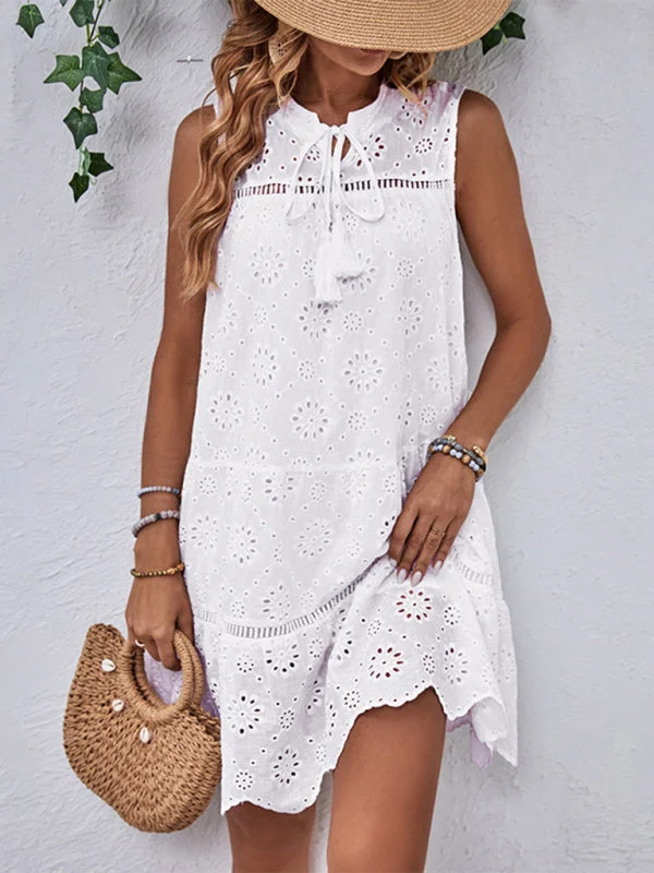 Women's patchwork lace holiday style dress Black Lace Dress