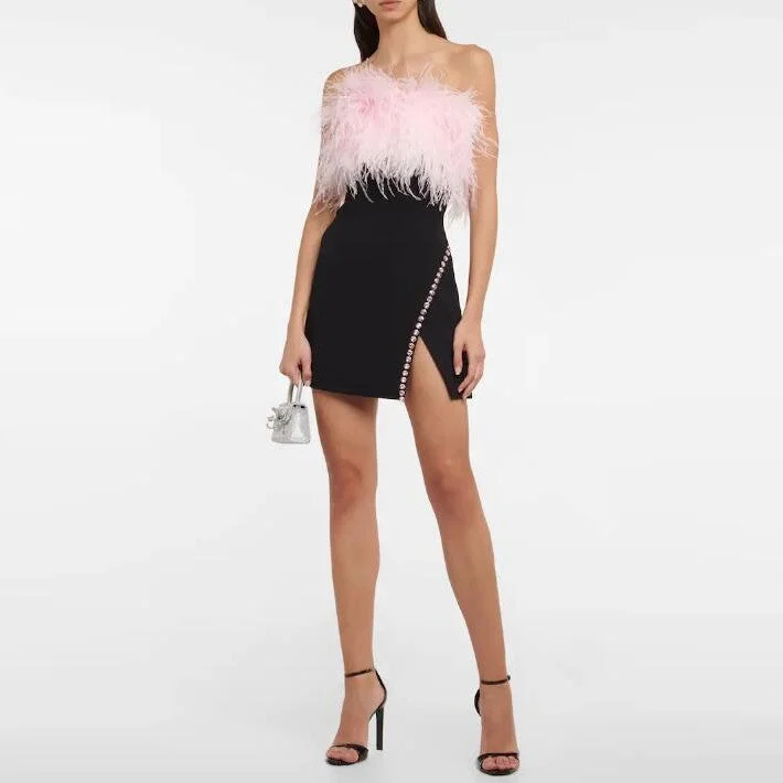 Ivari Elegant Feather Stitching Dress Elegant Bodycon Gown