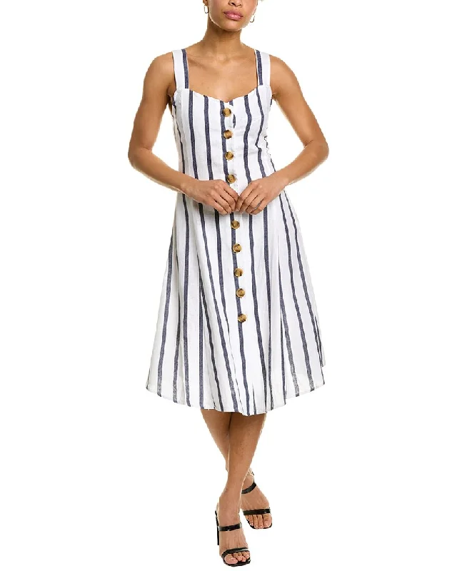 Vince Camuto Striped Linen-Blend Shirtdress Linen Shirt Dress